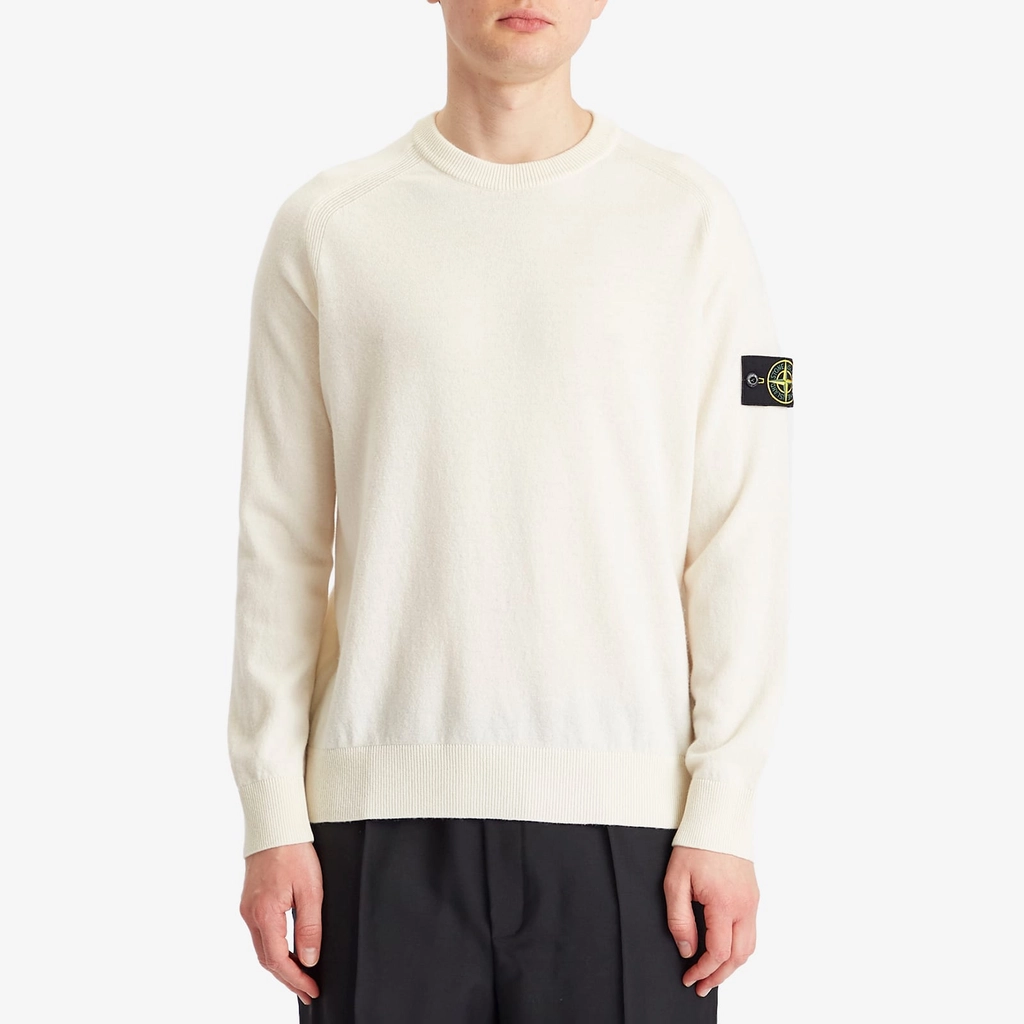 Stone Island Men's Geelong Wool Crew Neck Jumper Ivory